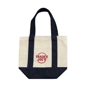 Trader Joe's Cream and Black Canvas Tote - Classic Market Bag